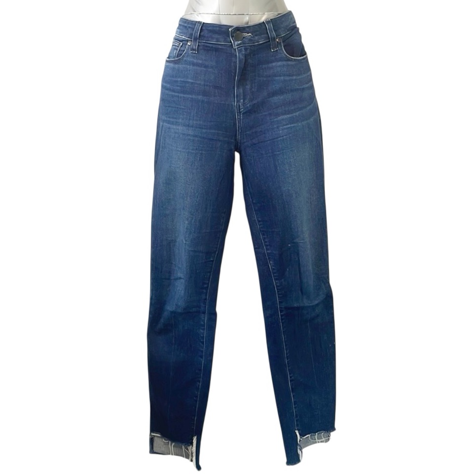 Paige Verdugo Ankle Naples Jeans Blue Womens Sz 31 Raw Hem Shark Bite